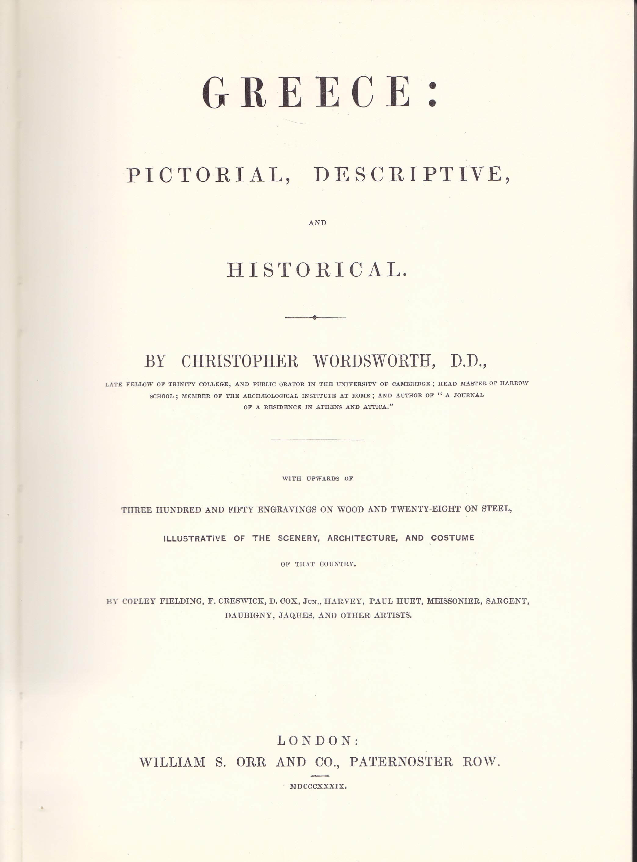 Christopher Wordsworth – “Greece, Pictorial, Descriptive and Historical”